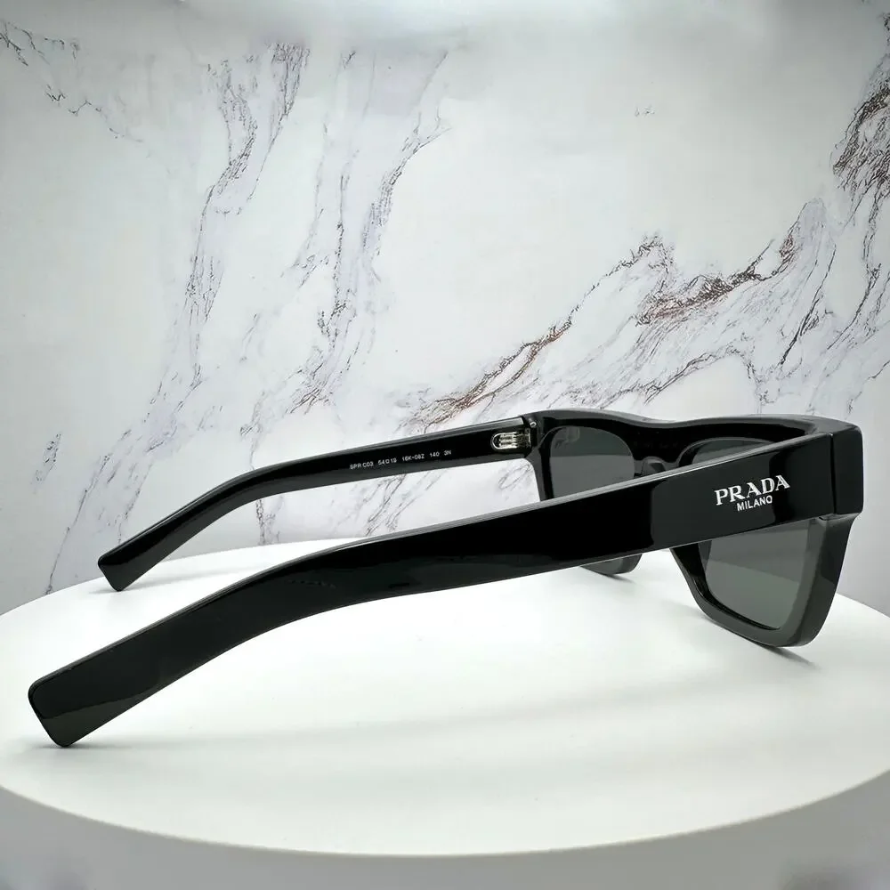 NEW PRADA Sunglasses Black Square Rectangle 54mm w/ Box & Case PRADA - Picture 11 of 16